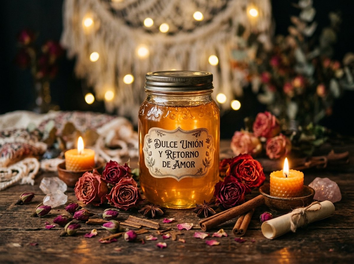 Endulzamiento de amor ceremonial con miel y pétalos de rosas